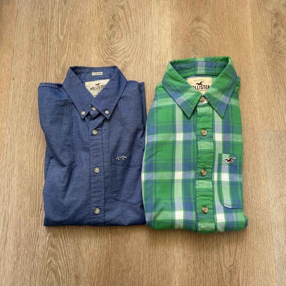 Hollister‎ California Stretch Long Sleeve Plaid Button Down Size Medium Bundle